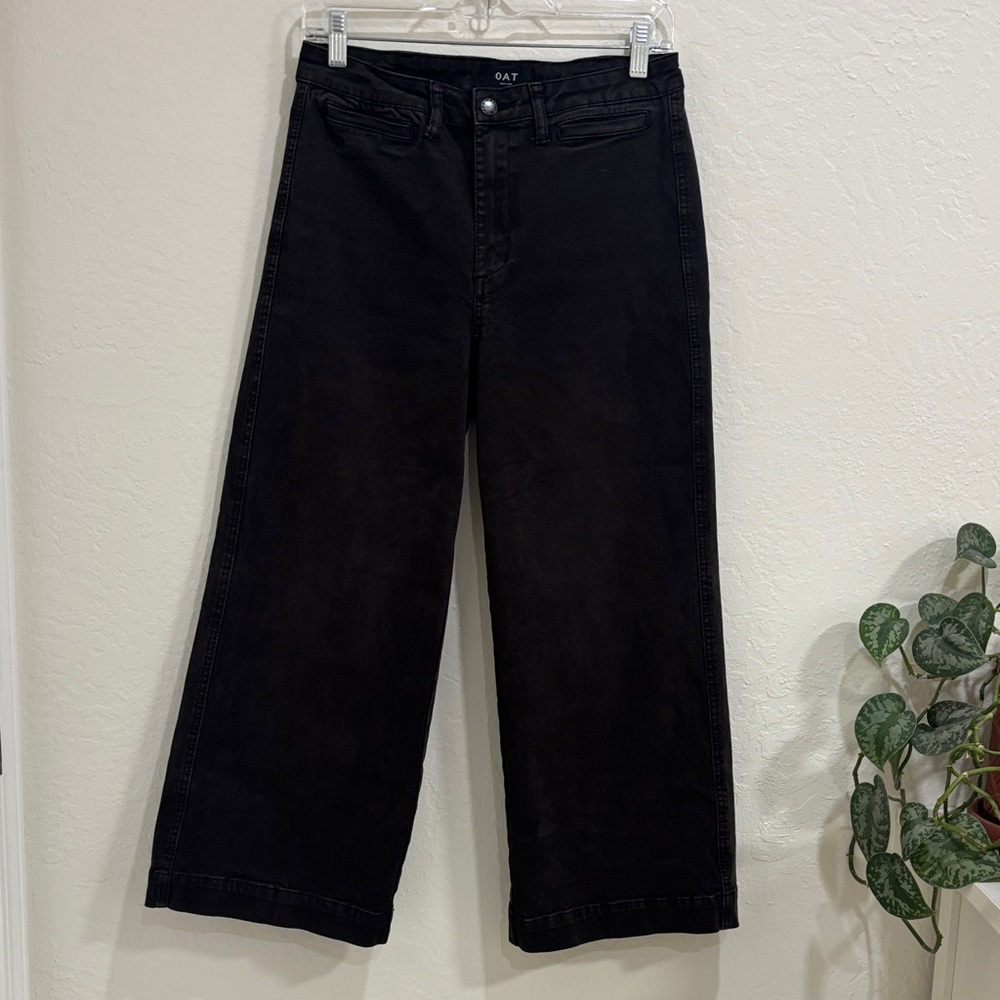 OAT New York Faded Black Wide-Leg High-Rise Jeans for Women